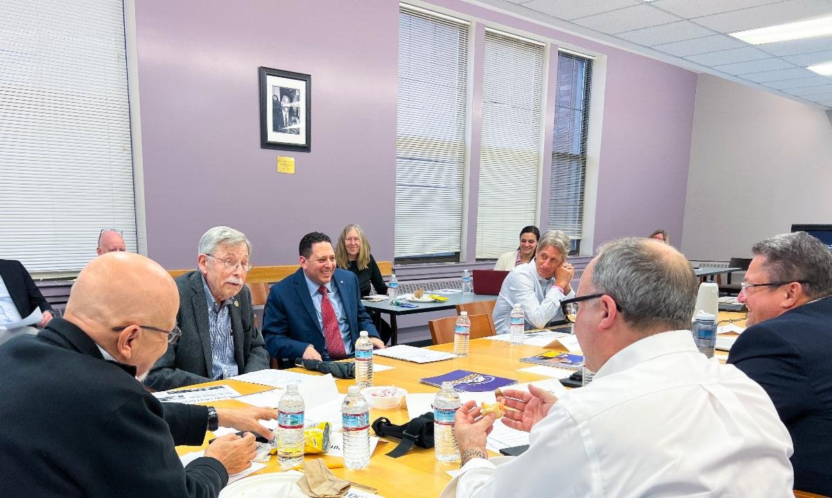 Allan Lang and Chris Farrugio from the Stamford Rotary Trust Fund joined in a Pacific House Board meeting to discuss the partnership of the Rotary Commons Project.